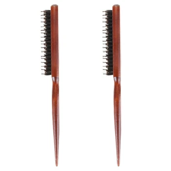 

2Pc Pro Professional Salon Teasing Back Hair Brushes Wood Slim Line Comb Hairbrush Extension Hairdressing Styling Tools Diy Kit