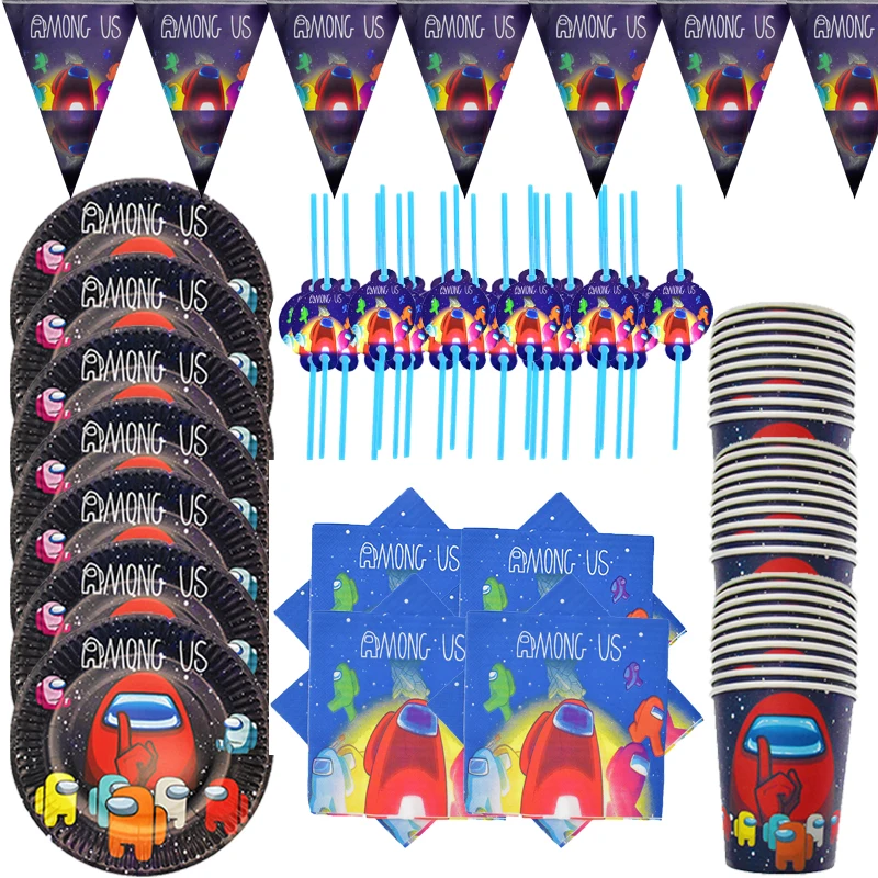 Juego de vajilla desechable para niños, tazas de papel, platos de postre, servilletas, Pancarta, suministros de fiesta de cumpleaños, decoración del hogar