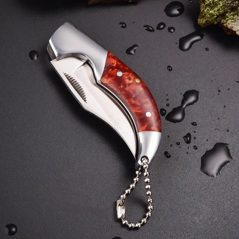 Folding Knife Hunting Camping Survival Tool Dcbeer Steel+Wood Handle Knives EDC Tool Pocket Knife