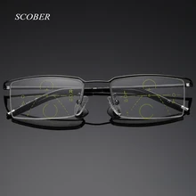 Новые Бизнес прогрессивные Мультифокальные анти-синие очки для чтения мужские смарт-очки для чтения с зумом женские далеко рядом очки для коррекции зрения