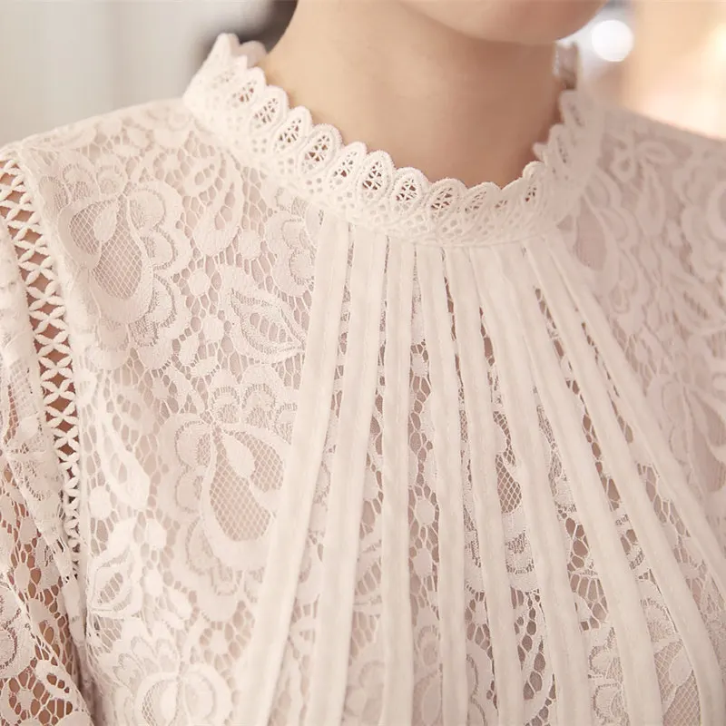 Spring Autumn New Ladies White Blusas 