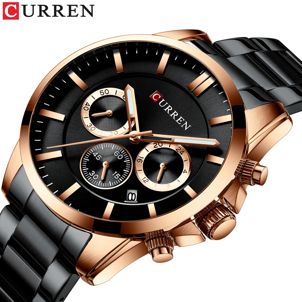 

CURREN Military Watch Men Fashion Casual Style Quartz Stainless Steel Wristwatch With Chronograph Auto Date Relogio Masculino