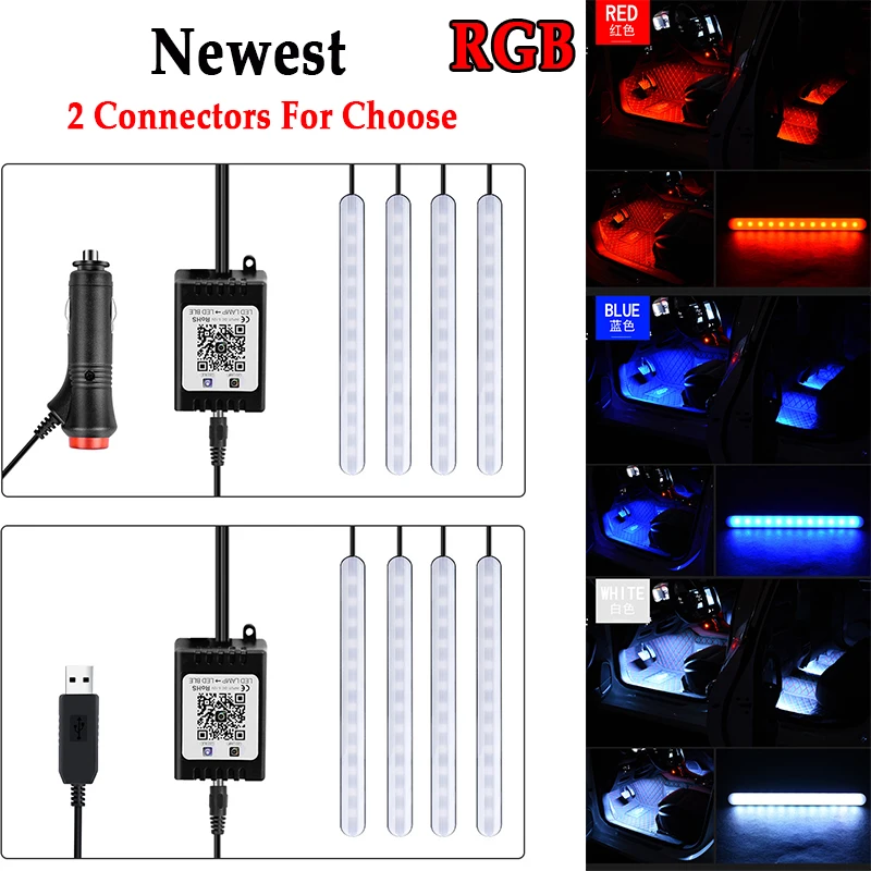 

1 Set Car LED Strip Light APP Control RGB Interior Lights Car Foot Lamp Ambient Light Car Auto Atmosphere Lights Pathway Lamps
