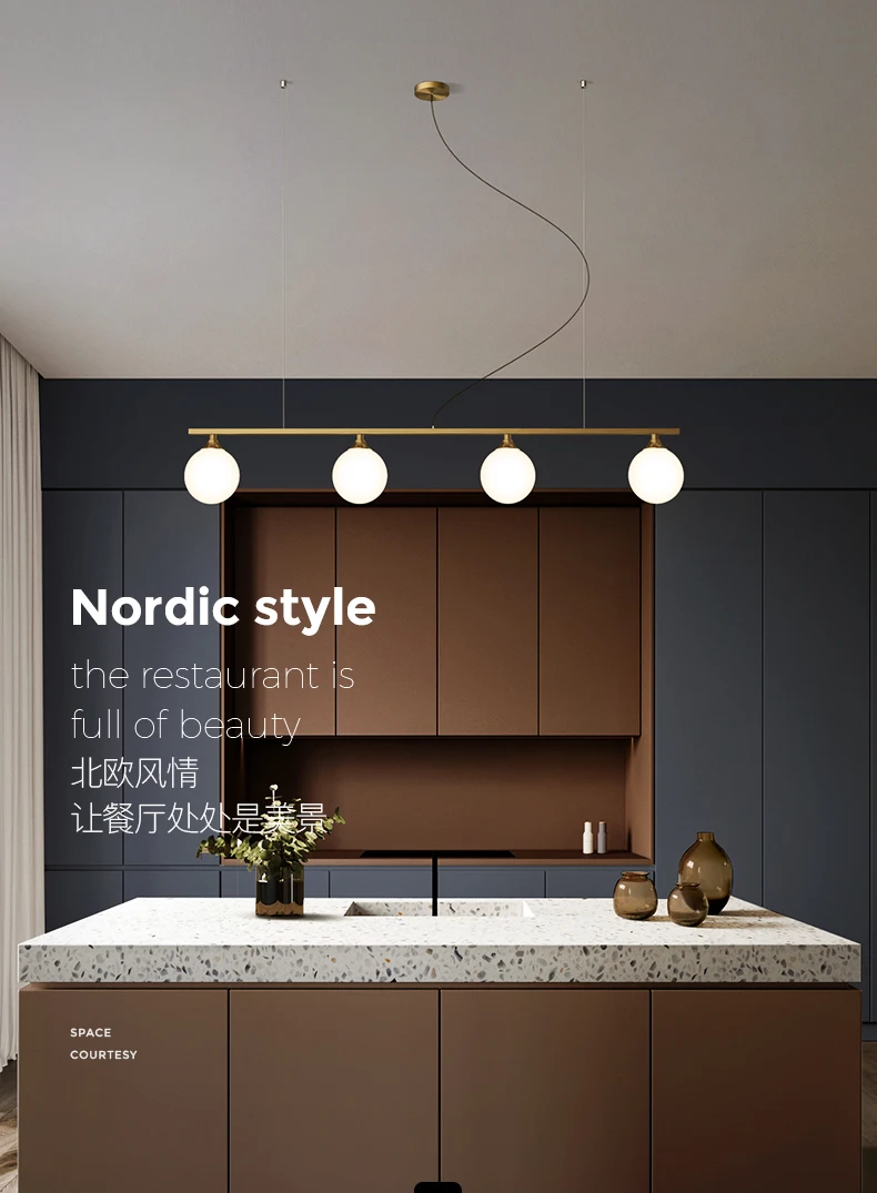 Sala de Jantar Todo o Cobre Nordic Lustre Bola Vidro Moderna Sala Estar Pendurado Luminária Quarto Luzes Estudo Led 2 de jantar, quarto, luzes de estudo