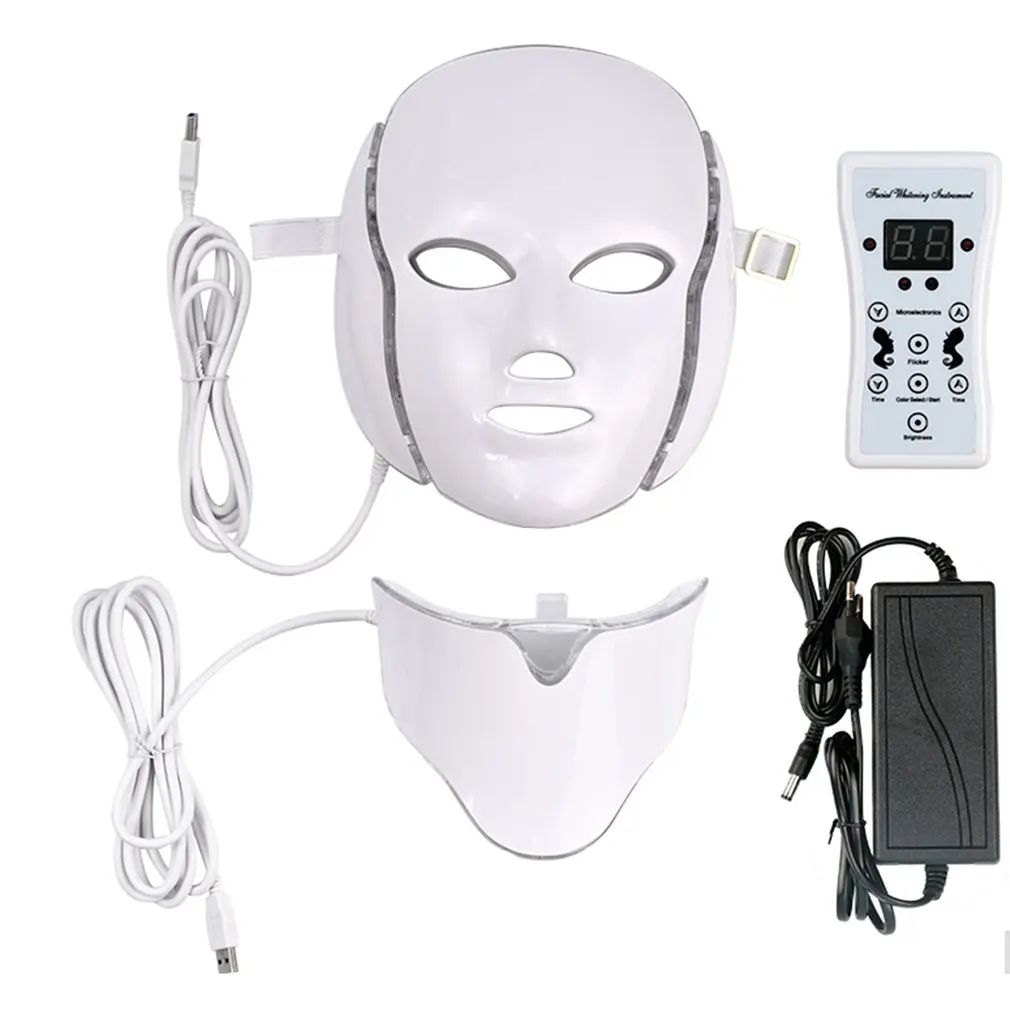 

LED Light Microcurrent Facial Mask Beauty Instrument Therapy Skin Rejuvenation Facial Neck Mask Whitening Electric Device