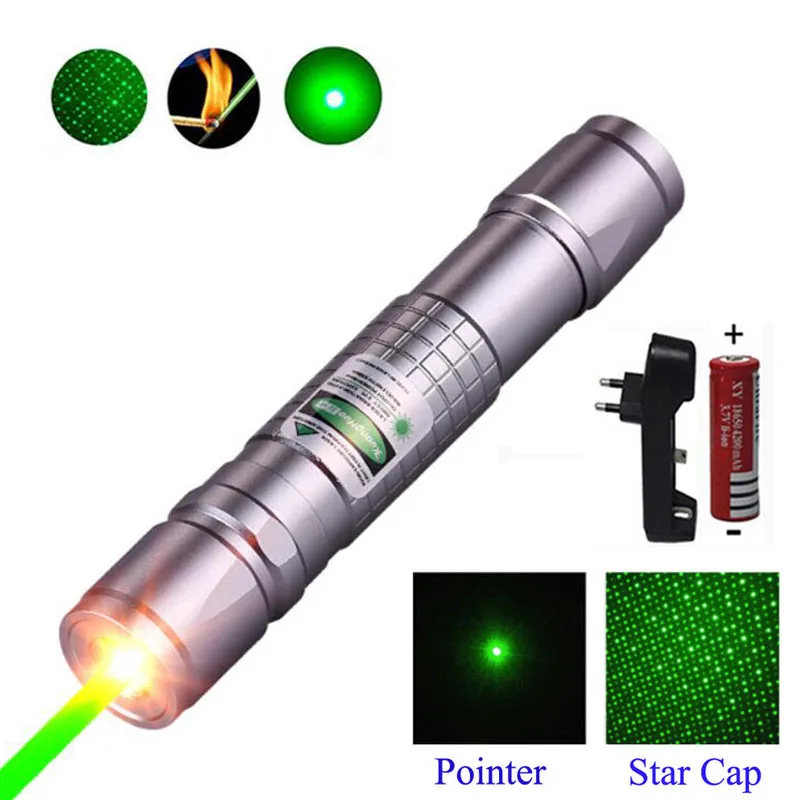 Охотничий высокомощный лазерный указатель, инструмент для выживания, 5 мВт, висящий на открытом воздухе, дальний зеленый лазерный прицел, лазер - Цвет: Silver
