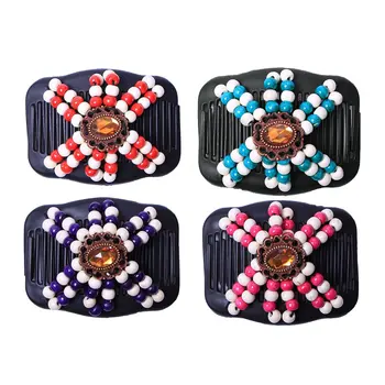 

BZ926 Fashion Double Row Inserts Hair Combs Lady Magic Comb Comer Compact Comb Imitation Wood Combs