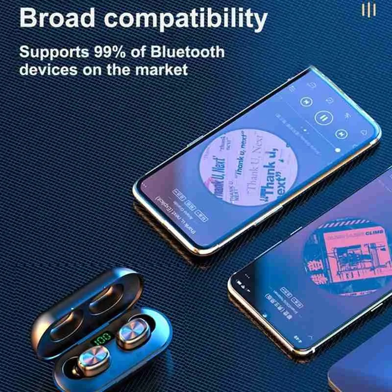 Newest True Bluetooth 5 0 Earphones Wireless Earphones Touch Button Waterproof Super Bass With 300mAh Charging Box