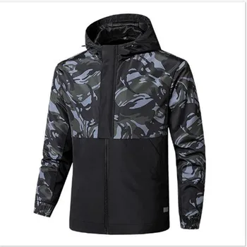 

Spring and autumn men's casual sports jacket fashion stitching hooded loose outdoor jackets clothes coat