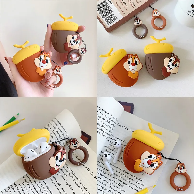 

3D Cute Cartoon Chipmunk Hazelnut Chip Dale lovely Silicone Protection Earphone Accessories Cover Cases For Apple Airpods 1/2