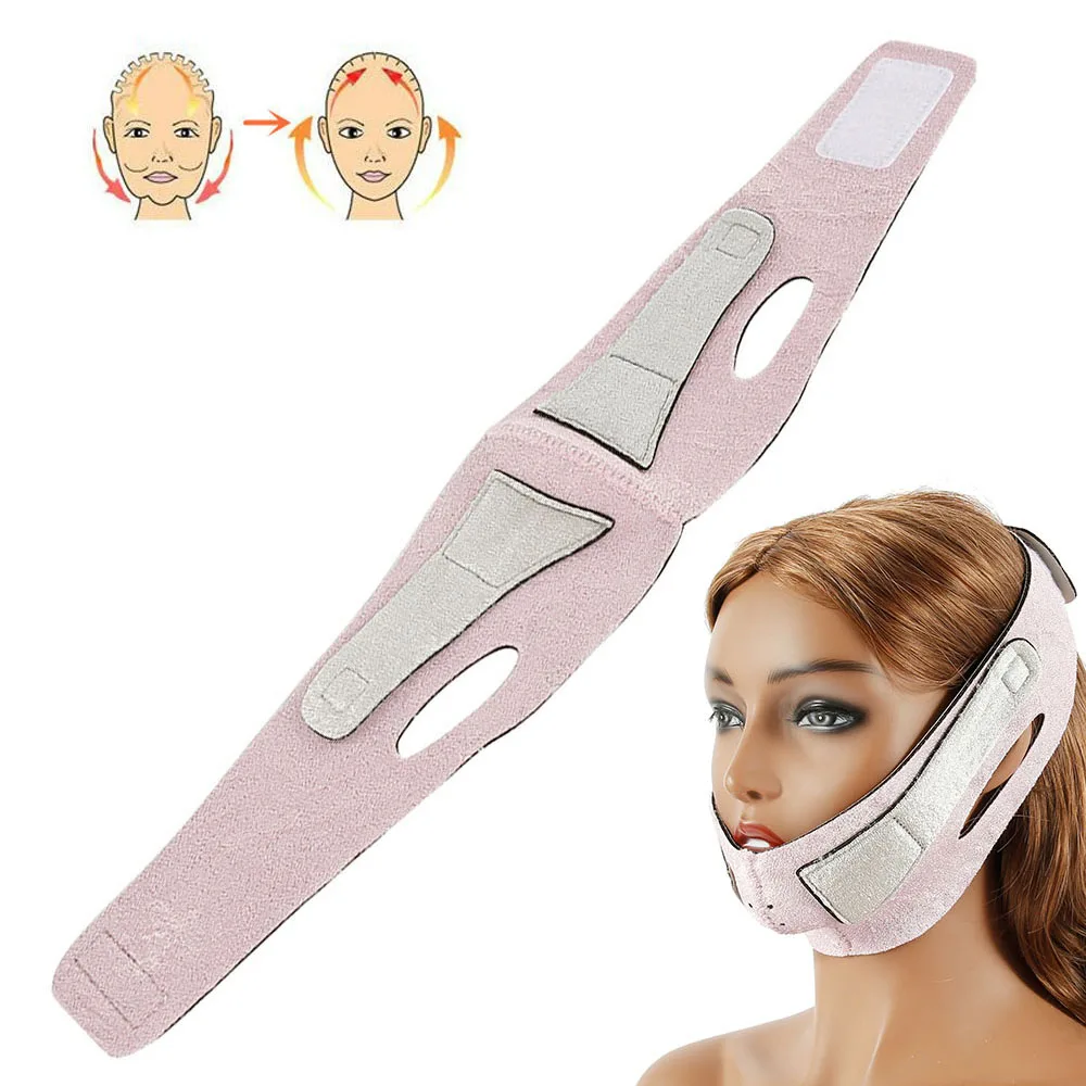 Инструменты для подтяжки лица тонкая маска для похудения лица тонкая маска против морщин ремень полоса V линия лица Пояс - Цвет: pink and gray