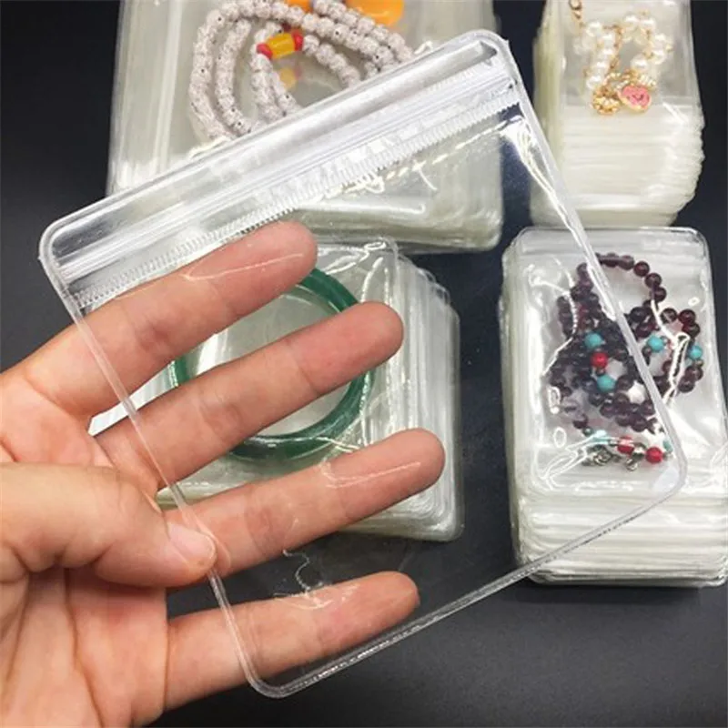 20pcs/lot Transparent PVC Jewelry Pouches Bags Clear AntiOxidation Zip Lock Earring Pendant