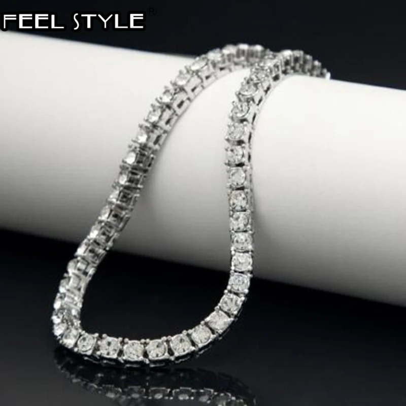 1 ряд Bling Iced Out мужской Теннисный браслет с цирконием для женщин и мужчин хип хоп CZ