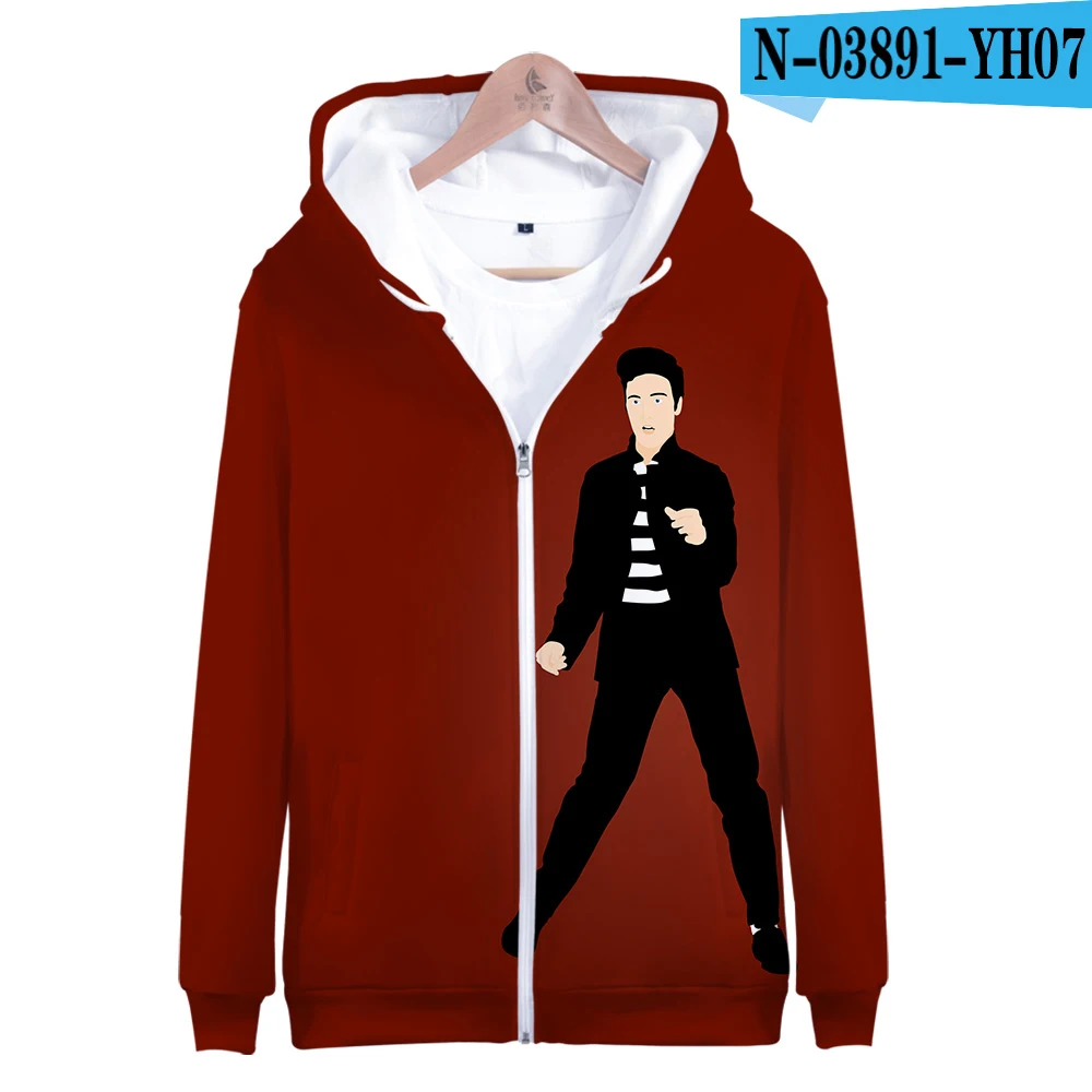 one The King Elvis Presley/мужская одежда с капюшоном на молнии с 3d принтом для мужчин; модное пальто с длинными рукавами; пальто; мужская одежда; - Цвет: one