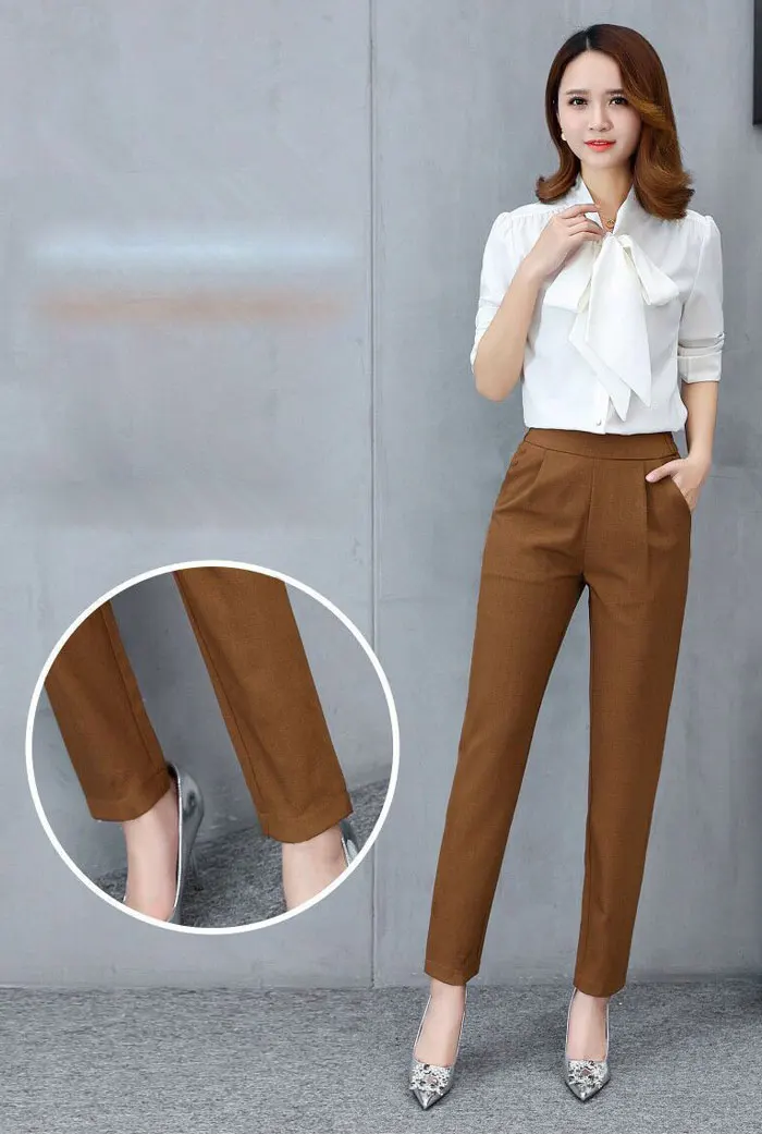 Осенние брюки женские брюки эластичные с высокой талией офисные женские брюки однотонные повседневные женские брюки рабочая одежда шаровары уличная одежда