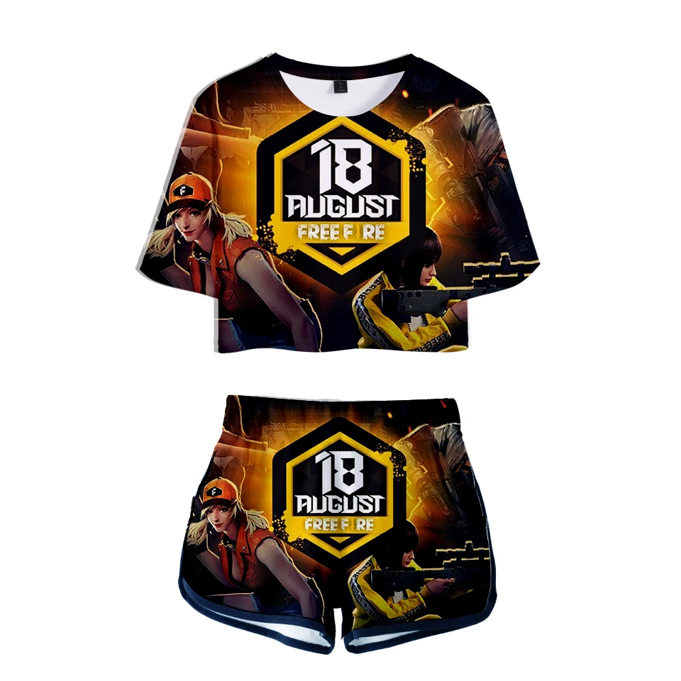 

Free Fire 3D T-shirt sets women girl Hot summer Short Tracksuit t shirt Hip Hop short sleeve ventilation girls T-shirts pants