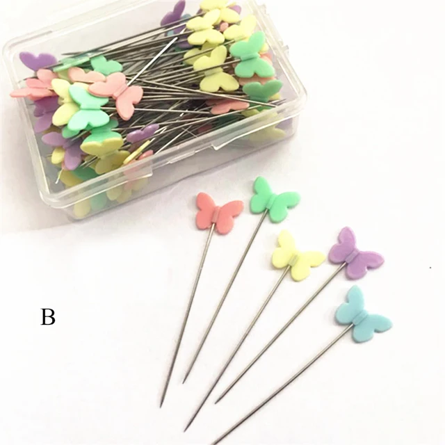 50pcs/box Dressmaking Pins Embroidery Patchwork Pins DIY Handmade Sewing Patchwork Pins Big Head Pins Sewing Tool Needle Arts B