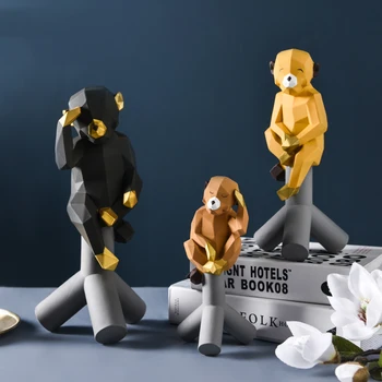 

NORDIC CREATIVE GEOMETRY MONKEY RESIN ORNAMENTS CRAFTS HOME LIVINGROOM FURNISHING DECORATION OFFICE ANIMAL FIGURINES ACCESSORIES