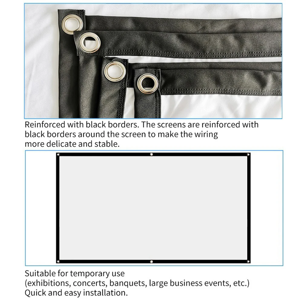 Toile Videoprojecteur Écran De Projection Extérieur Pliable - 60 à 120 Pouces - Polyester Résistant - Pour Films En Plein Air écran Projecteur