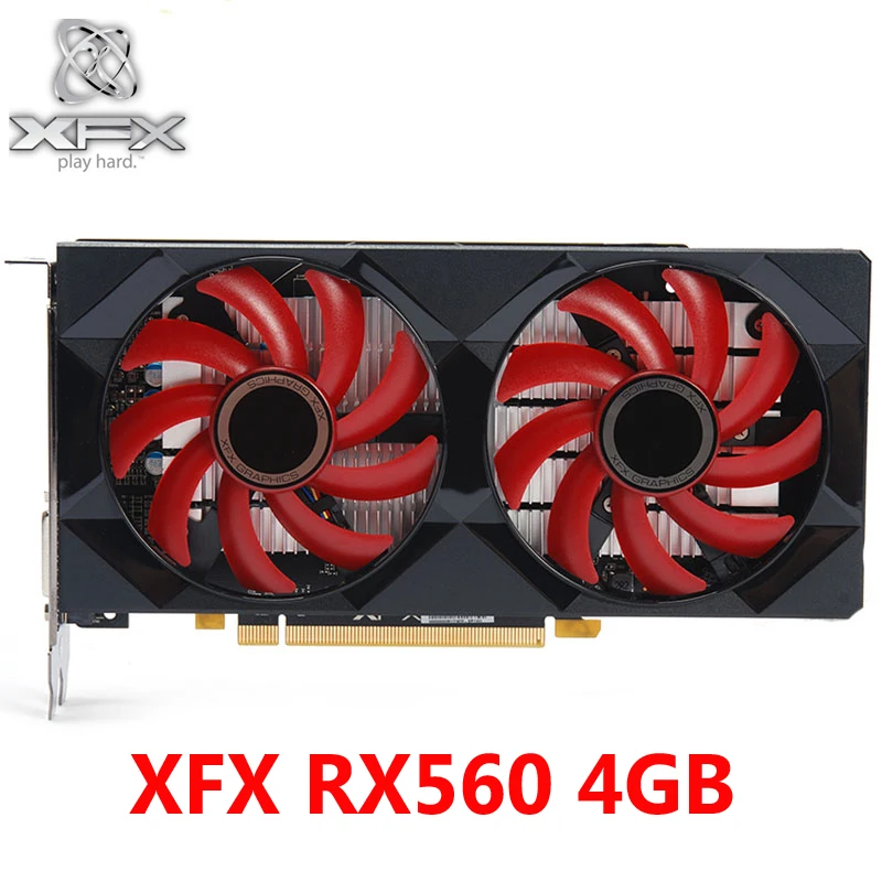 XFX видеокарта RX 560 4 Гб 128 бит GDDR5 видеокарты для AMD RX 500 серии VGA RX560 4 Гб DisplayPort HDMI DVI 7000 МГц Б/у