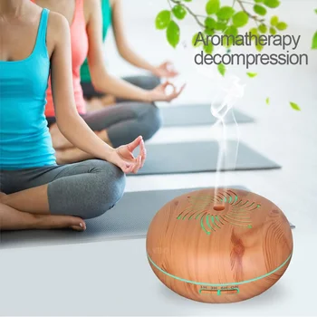 

500ml Remote Control Ultrasonic Humidifier Aroma Essential Oil Diffuser Wood Grain Aromatherapy Diffuser With LED Light For Home