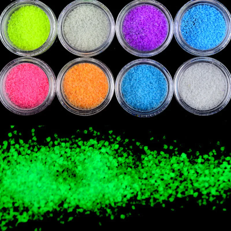 

1 Box / 6g Neon Phosphor Nail Glitter Powder 10 Colors Dust Luminous Pigment Fluorescent Powder Nail Glitters Glow in the Dark