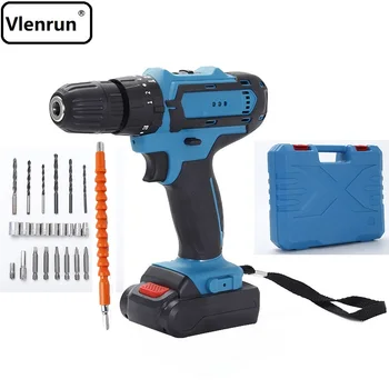 

32V Wireless Electric Screwdriver Professional Handle Electric Drill Cordless Torque Impact Drill Lithium-ion Drill Bit 2xBattey