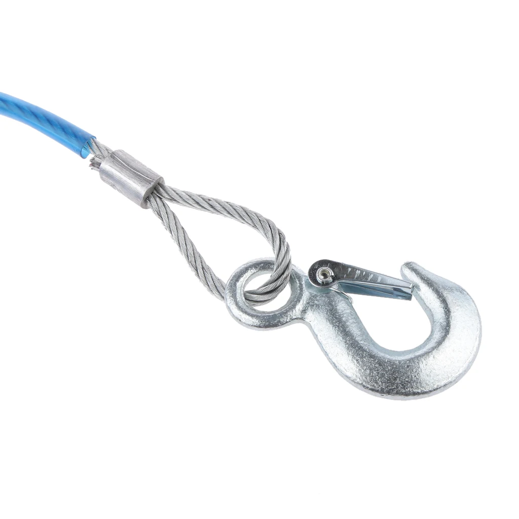 4M 3 Tons Car Tow Cable Steel Towing Cable Hooks Emergency Heavy Duty