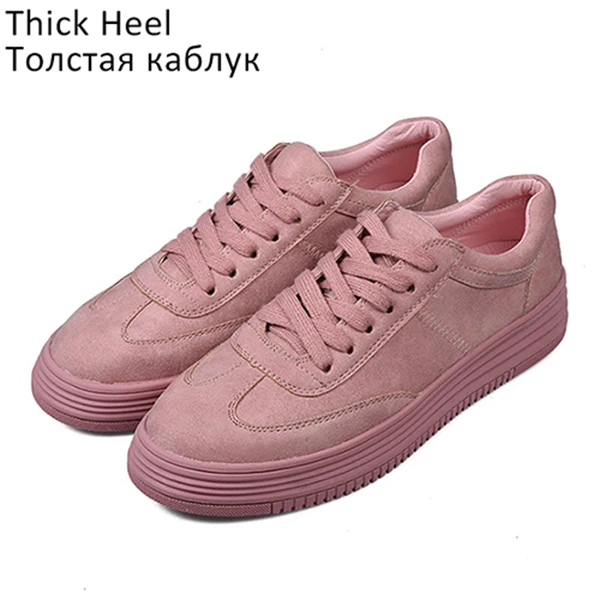 Кроссовки из натуральной кожи; женская обувь на плоской подошве; белая повседневная обувь на платформе; сезон осень; женская теплая зимняя обувь на шнуровке; большие размеры - Цвет: Pink Thick Heel