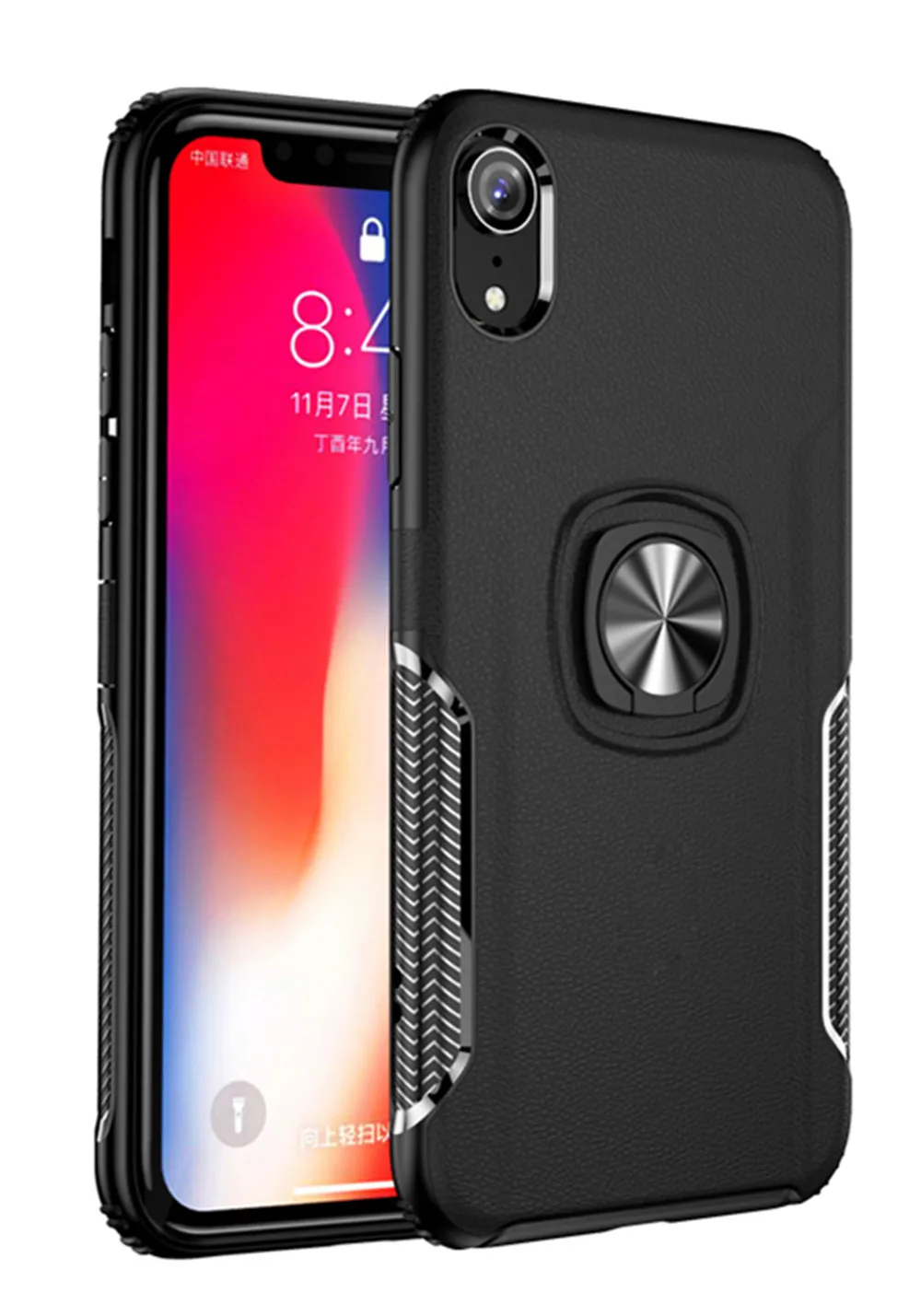 Кожаный чехол для телефона с узором iphone 11 11pro Max задняя крышка кольцом на палец