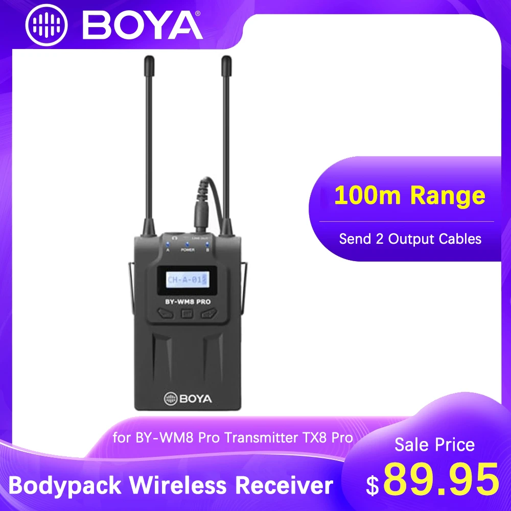 Wireless Microphone Receiver Compatible with by-WM8 Pro Transmitter BOYA RX8 Pro 48-Channel Wireless Mic Receiver Unit with 3.5mm Output Cable Compatible for BOYA by-WHM8 WXLR8 WM8 Pro Transmitters Wireless Microphone Receiver Compatible with by-WM8 Pro Transmitter BOYA RX8 Pro 48-Channel Wireless Mic Receiver Unit with 3.5mm Output Cable Compatible for BOYA by-WHM8 WXLR8 WM8 Pro Transmitters