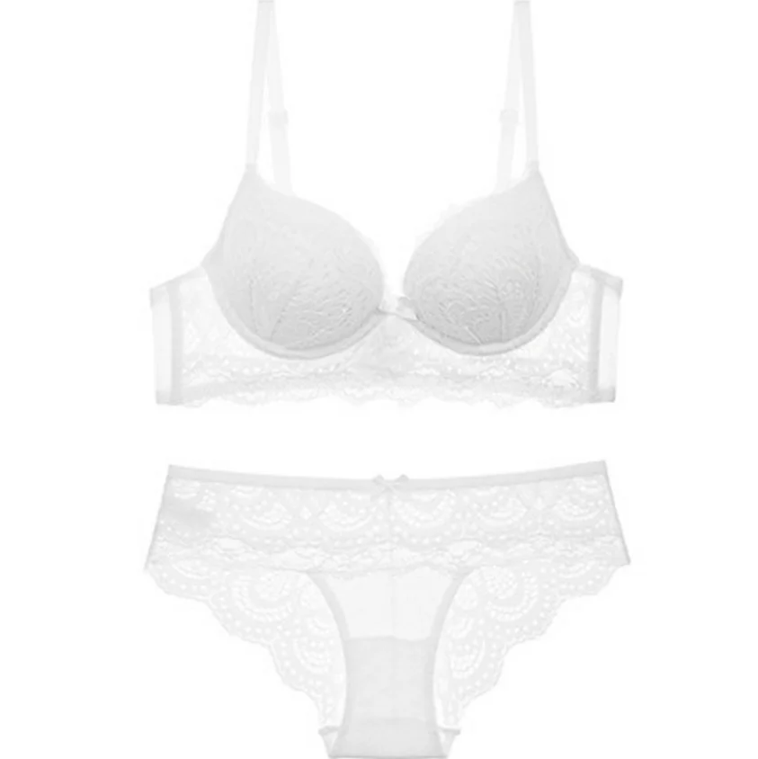 Anlito Women Sexy Push Up 3/4 Cup Bra Brassiere With Seamless Panties Briefs Female Lingerie Underwear Set New Arrival(4Color - Цвет: white