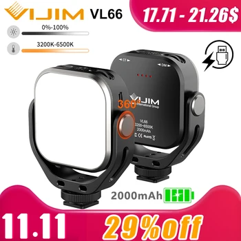 

Ulanzi Vijim VL66 Adjustable LED Video Light with 360 Rotation Mount Bracket Rechargable DSLR SLR Mobile Fill Light