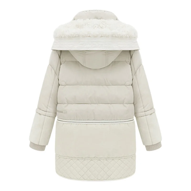Зимняя теплая Женская куртка на молнии с капюшоном, флисовая подкладка, большой размер, повседневное пальто, верхняя одежда, парки, шикарное пальто из меха ягненка, Женское пальто