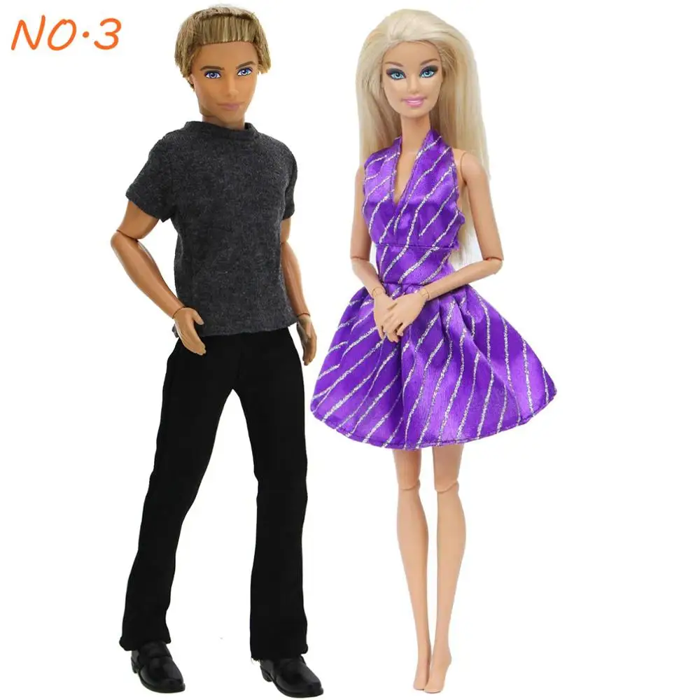 Модный комплект из 2 предметов повседневная одежда, одежда на каждый день, костюм для мальчиков, девочек, платье парные Куклы Аксессуары Одежда для куклы Барби Кен куклы игрушки - Цвет: 3