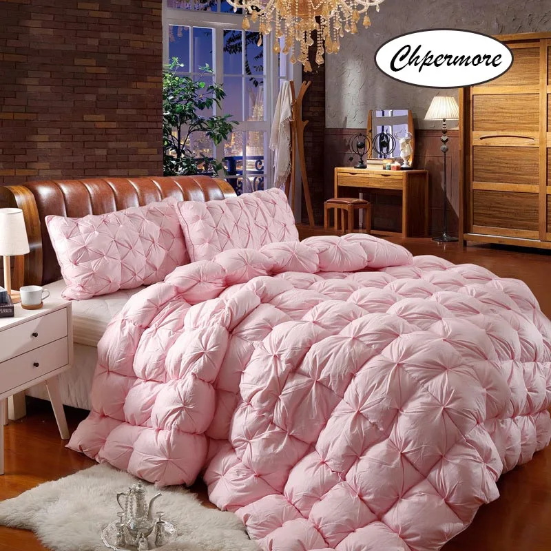 Chpermore 100% Cotton Lining Twist flower Down Quilt Duvets 100 % White Goose/Duck Down Comforters King Queen Twin Full Size bed comforter