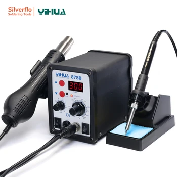 

220V 110V Optional YIHUA 878D Hot Air Gun Soldering Station With 907A Soldering Iron Station