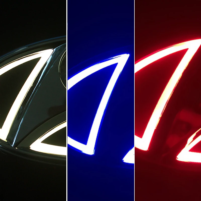 5D значок логотип свет для hyundai getz i40 i30 i10 solaris 2011 Lada Tucson Santa Fe elantra veloster СВЕТОДИОДНЫЙ ЭМБЛЕМА/Бейдж/логотип свет