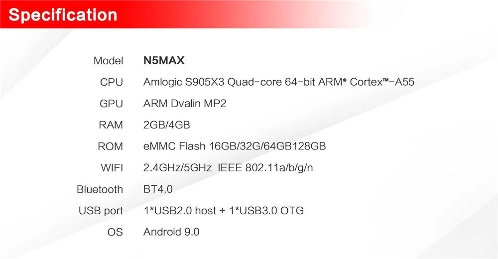 N5 MAX Android 9,0 ТВ приставка DDR4 4 ГБ ОЗУ 64 Гб ПЗУ Amlogic S905X3 медиаплеер 1000M LAN 2,4G 5G WiFi Bluetooth 4,1 4K HD Smart Box