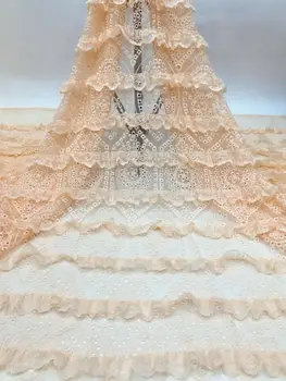 

2020 latest African lace fabric, 3D lace fabric onion color high quality lace, Nigerian lace fabric dubai bridal party dress YYZ