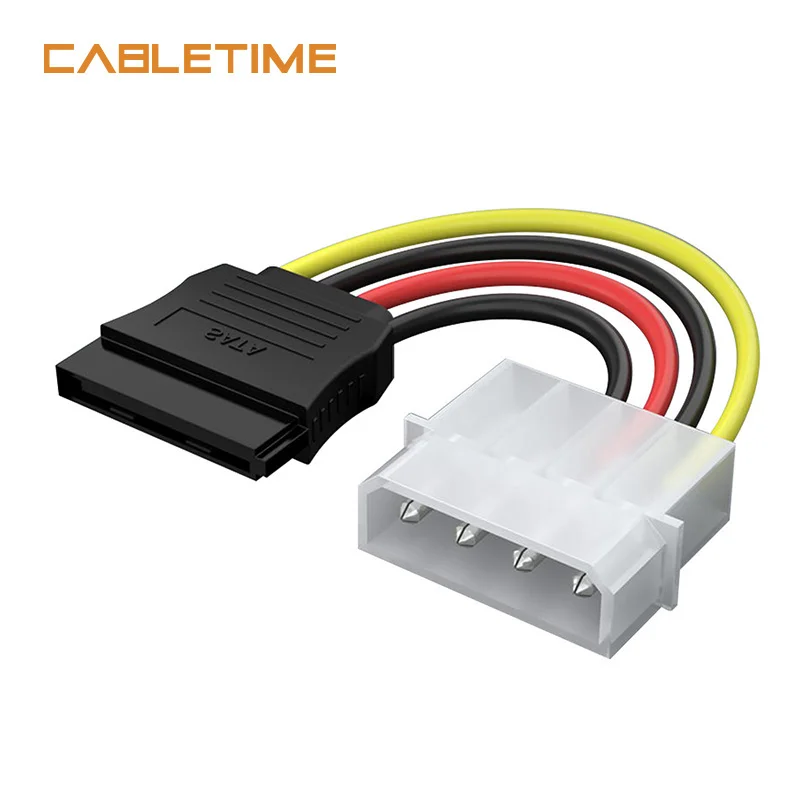

Cabletime 4 Pin IDE Molex Male to 15 Pin Sata Serial ATA M to Molex IDE 4 Pin F Hard Drive Adapter Power Leads Cable N184
