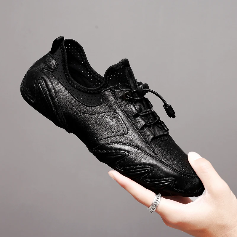 

1Genuine Leather Men casual shoes outdoor Summer Breathable Soft Driving Men's Handmade sewing chaussure homme Loafers shoes L5