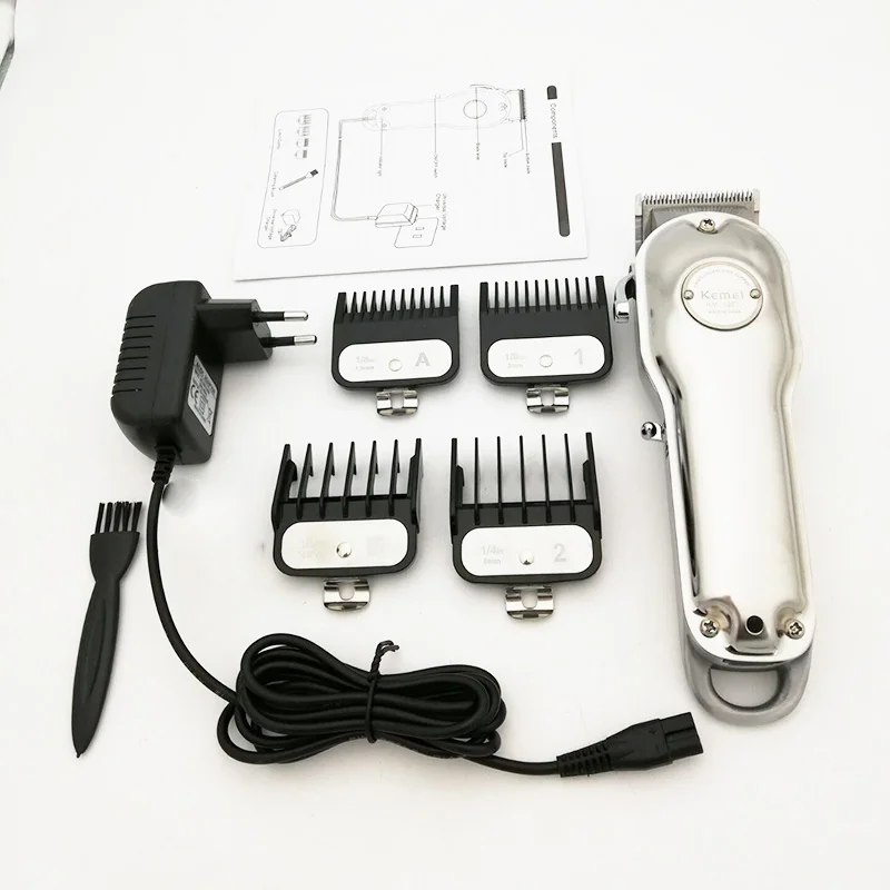 Kemei 1987 100-240V Professional Electric Full Metal Hair Clipper Cordless Hair Clipper Men Silver Gold Hair Clipper