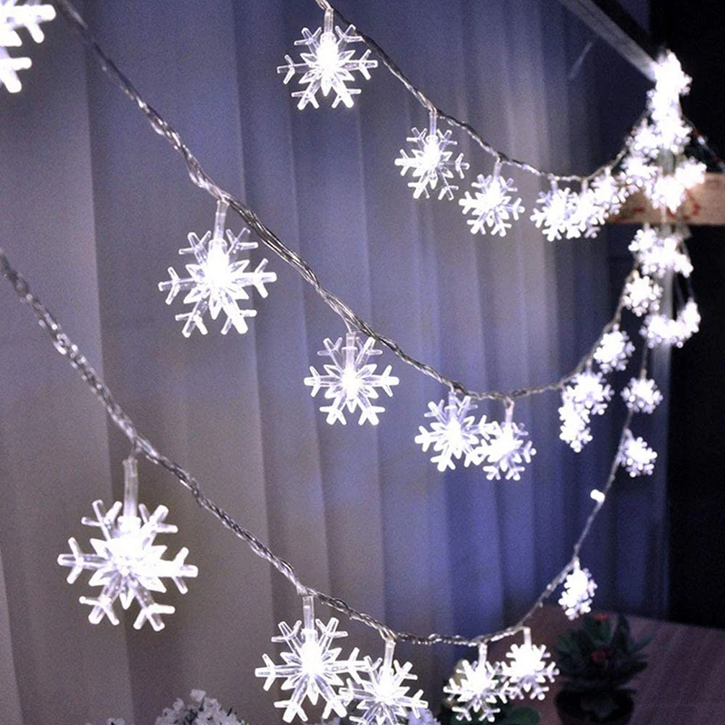 

Christmas Lights, 40 Led Christmas Snowflake String Lights Garden Courtyard Bedroom Party Decoration Christmas Decorations White