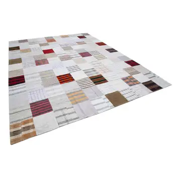 

302x398 Cm White Handmade Rugs Patchwork Rug-10x13 Ft