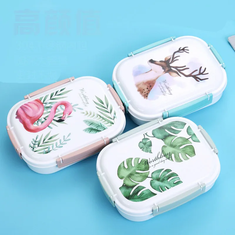 Новая мода Японский узор Bento Box 304 Ланч-бокс из нержавеющей стали с отделениями для детей школьный контейнер для еды, судок