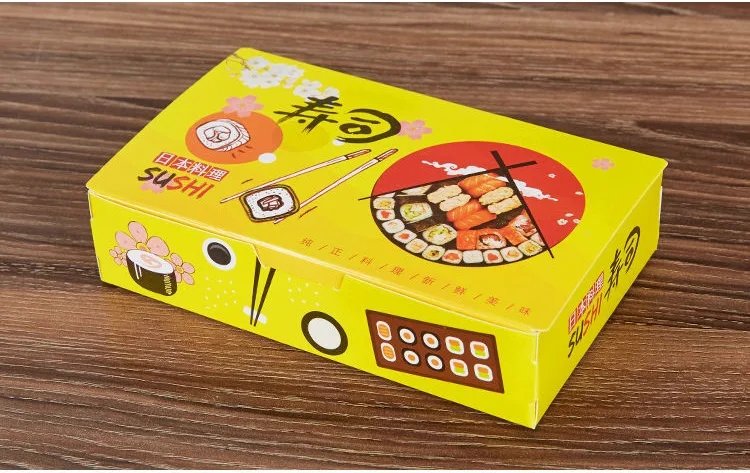 Excellent Sushi Box Disposable Paper Packing Box for Fast Food Shop Restaurant Fried Chicken French Fries WB658 3