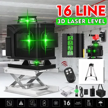 

16 Green Lines Laser Level+Tripod 3D Self-Leveling 360 Horizontal And Vertical Cross Outdoor Powerful Laser Beam Line