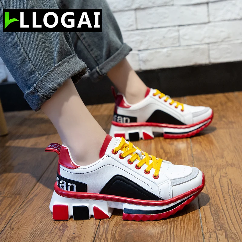 

Comfortable Platform Shoes Women Casual Vulcanized Shoes Sneakers Women Flats Lace-up Rubber Ladies Shees Autumn Women Shoes PU