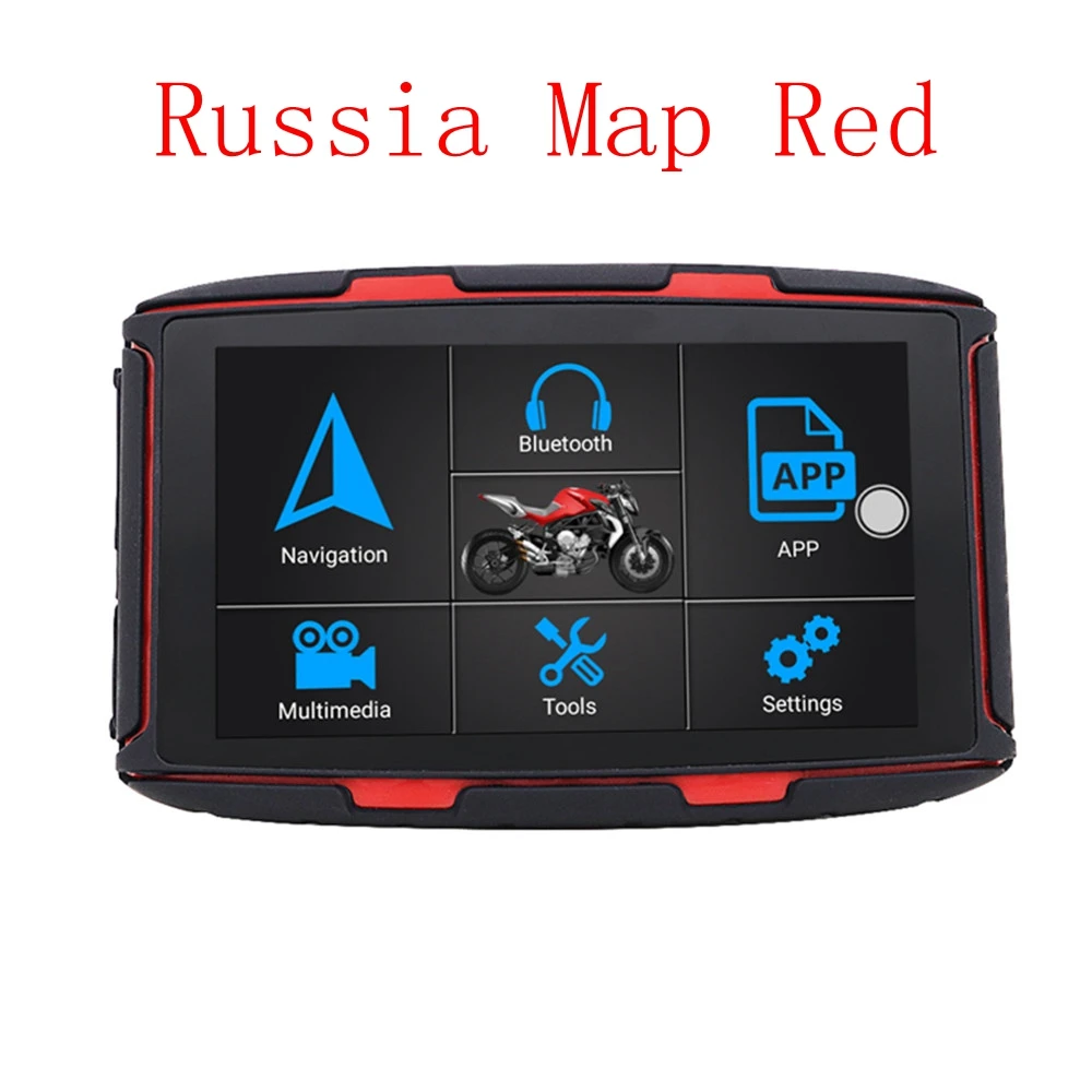 5 дюймов Android 6,0 16G ips водонепроницаемый мотоцикл gps навигация AdjustableTouch FM bluetooth многострановая карта ram 1G 360Rotable - Цвет: R Red
